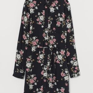 Black Floral Shirt Dress